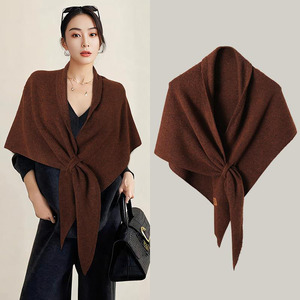 Wholesale Tie <b>Dye</b> <b>Wool</b> Blend Triangle Shawl,Thick Warm Winter Wrap for Women, Available in Solid & Striped, Knitted Fringed Cape - Product Image 4