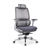 Chaise de bureau ergonomique pour la maison, entièrement en tissu maillé, inclinable avec appui-tête réglable et pivotante, design moderne