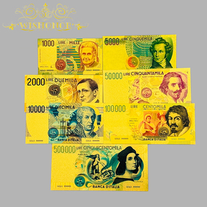 Mooie 7 soorten Italiaanse bankbiljetten, kleur 24K goud, voor verzameling - Product Image 1