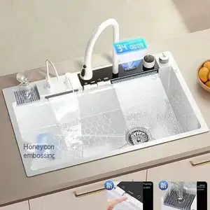 2024 New product modern smart under mount white farmhouse kitchen sink