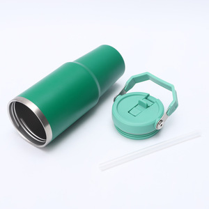 DD3991 Gobelet isotherme anti-fuite avec couvercle torsadé et paille rabattable, avec poignée, 30 oz, pour le camping - Product Image 1