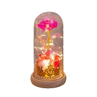 Lanterne Rose Éternelle en Feuille d'Or Faite à la Main, Décoration Créative Moderne pour la Saint-Valentin et Noël, Cadeau Original, Vente Transfrontalière Directe Usine