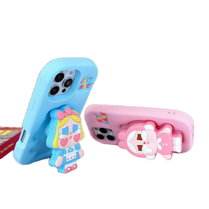 Funda <span class=keywords><strong>de</strong></span> Silicona con Dibujos Animados para Teléfono Móvil, Antigolpes, para 11/13/14/15/16 Pro/17 Pro Max, Soporte 3D con Agarre (2 en 1) - Product Image 3