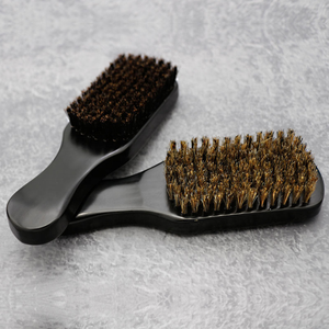 100% sisir bulu babi hutan 360 kualitas tinggi kayu alami berlekuk gelombang lembut bulu sikat jenggot pegangan panjang pria Oval ionik kompak - Product Image 4