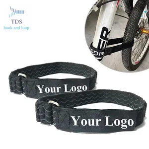 Factory Customized Reusable Non-slip Hook And Loop Bike Wheel Holding Strap With Silicon