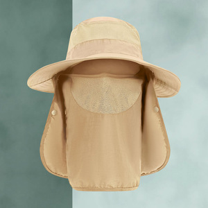 Outdoor Sun Protection Bucket Hat Wide Brim Breathable Detachable <b>Neck</b> Cover Adult Fishing Hat - Product Image 5