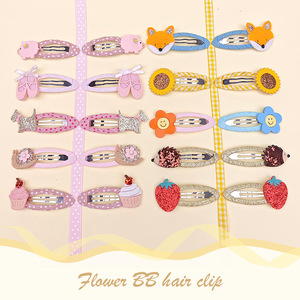 Niños dulce Animal flor niña ovalada gota de agua borde hecho a mano tela hilo correas pinzas para el cabello 5-6cm regalo - Product Image 2
