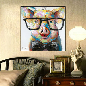 Quadro con maialino che indossa occhiali per la cameretta dei bambini, <span class=keywords><strong>poster</strong></span> artistici da tagliare - Product Image 1