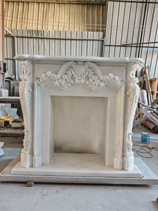 Nouvelle conception de <span class=keywords><strong>cheminée</strong></span> autoportante moderne en marbre blanc Fendy pour intérieur, avec cadre sculpté en marbre Picasso pour la décoration - Product Image 6