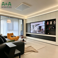 Ensemble meuble TV et table basse en bois style nordique italien, luxe léger, moderne et minimaliste, avec rangement mural pour petits espaces