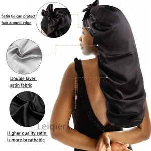 Gorro de Dormir de Satén de Seda con Logotipo Personalizado, Gorro de Satén para Dormir para Mujer, Gorro de Satén con Banda Elástica Ancha Ajustable - Product Image 5