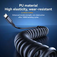 Câble de charge rapide Type-C vers Type-C 60W, chargeur de téléphone portable télescopique à ressort, matériau TPE pour Redmi