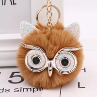Hibou fausse fourrure Pom Pom porte-clés fausse fourrure boule en peluche porte-clés porte-clés pour filles femmes sac accessoire
