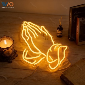 Enseigne néon LED en acrylique Mains en prière pour chambre à coucher, salon, décoration de fête, indice de protection IP65 - Product Image 5