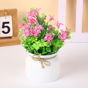 <span class=keywords><strong>Pot</strong></span> <span class=keywords><strong>en</strong></span> corde de jute avec plante artificielle <span class=keywords><strong>en</strong></span> forme de trompette, bonsaï, objet décoratif de bureau, ornement de fleur <span class=keywords><strong>en</strong></span> plastique - Product Image 5
