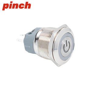 Interruptor de botón pulsador metálico de 22 mm, 1NO, IP65, impermeable, de acero inoxidable, con terminal de tornillo, 16A, 24V, momentáneo, con reinicio automático - Product Image 2