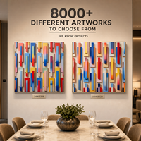 Art mural 3D multicouche en PVC à découpe verticale multicolore et dynamique, avec cadre doré, pour salle à manger d'hôtel, diptyque mural décoratif, personnalisable, en gros, OEM