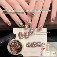 Offre Spéciale MissGooey Poudre de Paillettes Scintillantes de Luxe, Feuilles de Métal Doré et Argenté, Flocons de Papier d'Or pour Ongles DIY