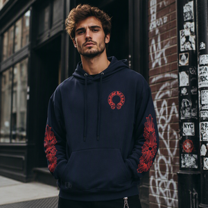 Sudadera con Capucha para Hombre 100% Algodón, Estilo Urbano 2024 <span class=keywords><strong>CH</strong></span>, Estampado de Letras Góticas Sánscritas, Sudadera con Capucha de Alta Calidad - Product Image 3