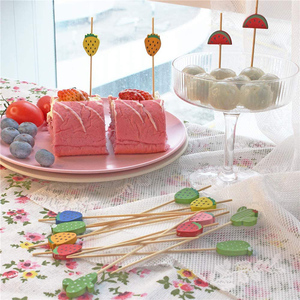 Trang trí tự nhiên dùng một lần đính cườm tre trái cây bằng gỗ xiên Picks - Product Image 6