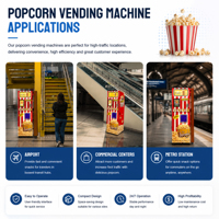 Grand kiosque de cinéma 24h/24 sans personnel, distributeur automatique de pop-corn frais, paiement par code QR et pièces de monnaie, libre-service