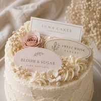 Décoration de gâteau en papier avec logo personnalisé, inserts de carte personnalisés pour gâteaux de mariage, anniversaire et fêtes de pâtisserie