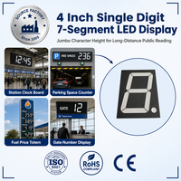 Harga Pabrik Layar LED 7 Segmen 1 Digit 4 Inci Lampu Merah Indikator Numerik Besar untuk Tanda Harga Bensin Luar Ruangan Kotak Layar LED