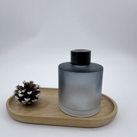 Diffuseur de parfum en verre de haute qualité, 160 ml, couleur gris givré, forme ronde, avec bouchon à vis