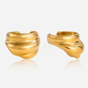 <b>Cuff</b> <b>Earrings</b> 18K Gold Stainless Steel Multi Layer Geometric Design Fashion Jewelry - Product Image 1