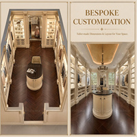 Ensemble de dressing de luxe grande capacité pour villa, blanc crème et or, design de placard de chambre principale classique européen