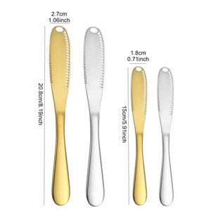 Cuchillo de Queso Multifuncional 3 en 1 de Metal Dorado, Cuchillo para Mantequilla de Acero Inoxidable, Cuchillo para Untar Mermelada y Mantequilla de Cacahuete, Venta al por Mayor - Product Image 2