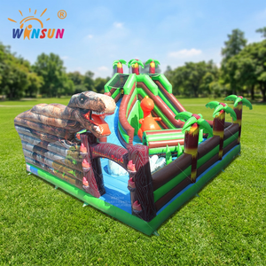 WINSUN Jurassic Dinosaur <b>Inflatable</b> Bounce <b>House</b> with Slide PVC Waterproof Fireproof Commercial Grade Kids Party Amusement Park - Product Image 1