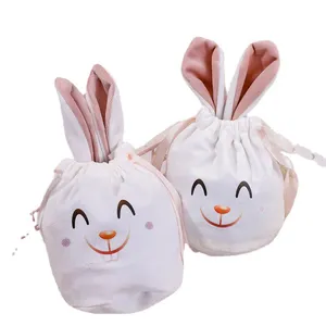 Оптовая продажа, праздничные украшения, розовая детская Подарочная сумка для охоты за кроликом яйцом, Вельветовая Пасхальная Подарочная сумка с монограммой на шнурке