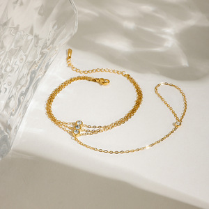 Pulsera de Cadena de Moda, Chapada en Oro de 18K, con Incrustaciones de Zirconia en Varias Capas, Joyería para Regalo - Product Image 2