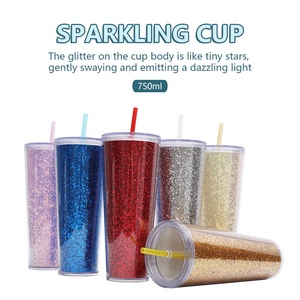 New Cross-Border Direct-Supply PP Double-Layer Eco-Friendly <b>Large</b>-Capacity Straw <b>Cup</b> with No Rim Light Luxury Simple Design - Product Image 2