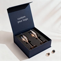 Boîte cadeau de luxe personnalisée à fermeture magnétique avec insert en mousse, logo personnalisé pour verres à vin, service à thé, emballage cadeau pour articles de bar, expédition