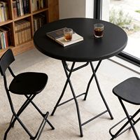 Table pliante ronde noire de 32 pouces sans assemblage avec pieds antidérapants pour bar à cocktails, camping, événements en plein air