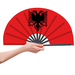 Abanicos Plegables de Bambú con la Bandera de Albania al por Mayor, Abanico de Mano para Carnaval, Boda, Festival, Fiesta, Agencia de Viajes - Product Image 4