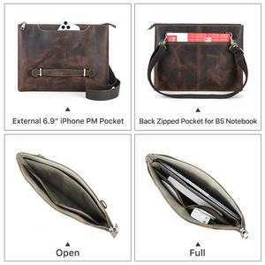 <span class=keywords><strong>Funda</strong></span> de Viaje para Portátil de Cuero Genuino de Gran Capacidad de <span class=keywords><strong>14</strong></span> <span class=keywords><strong>Pulgadas</strong></span> con Cierre de Cremallera para Macbook Pro, para Dell, <span class=keywords><strong>HP</strong></span>, para Hombre - Product Image 5