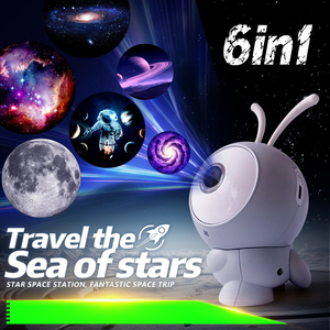 Proyector de Luz Nocturna Espacial Moderno con Diseños de Estrellas, Nebulosas, Luna, Extraterrestres y Lindas Orugas, LED RGB <span class=keywords><strong>Blanco</strong></span> Cálido, Recargable por USB y Regulable - Product Image 2