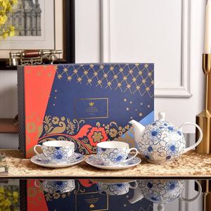 Service à thé de luxe en porcelaine fine, motif étoile de Noël, style royal russe, pour les fêtes - Product Image 5