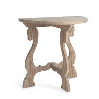 Meubles de couloir de style campagnard nordique Table Console en bois de pin blanc de luxe antique semi-circulaire marron