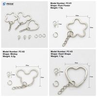 YIWANG Factory Wholesale Silver Mickey Key Chain Metal DIY Heart Flat Split Key Ring Keychain Ring Parts