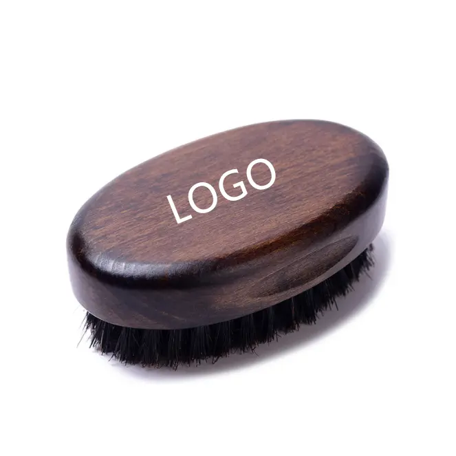 Escova de cabelo 100% de cerdas de javali para homens, logotipo personalizado, madeira natural, para barba