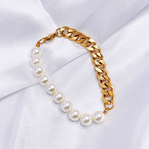 Pulseira de aço inoxidável sem tarniz, corda torção, corrente de tornozelo figaro, pulseira de osso, meia pérola, meia pulseira cubana - Product Image 4