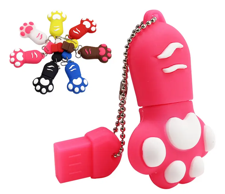 Disesuaikan PVC USB 2.0 Flash Drive 4GB 8GB 16GB Kucing Paw Bentuk Flashdisk