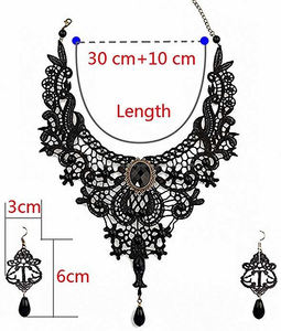 Encaje negro collar pendientes conjunto gótico Lolita colgante gargantilla Ropa Accesorios para boda - Product Image 5