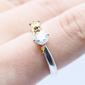 <span class=keywords><strong>Anelli</strong></span> di Moda Trendy per Donne, Gioielli <span class=keywords><strong>Anime</strong></span> Carini in Argento Sterling 925 con Smalto, Anello Pikachu con Diamante - Product Image 2