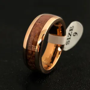 Anello da sposa in tungsteno con intarsio in legno Amazon Barrelgn per uomo 8mm larghezza spessore 3mm anello da dito all'ingrosso