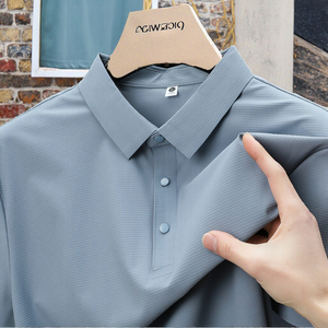 เสื้อโปโลแขนสั้นสีล้วนระบายอากาศได้ดีแห้งเร็วสำหรับผู้ชายโลโก้ตามสั่ง - Product Image 3